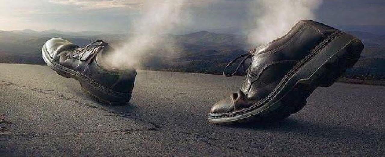 Shoes lifted above the ground, illustrating the rapture